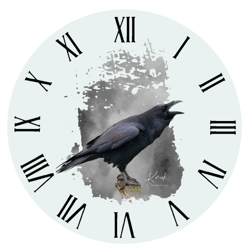 Kruk - Corvus corax - Prezent dla ornitologa - Prezent dla przyrodnika - Zegar