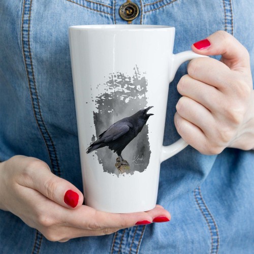 Kruk - Corvus corax - Prezent dla ornitologa - Prezent dla przyrodnika - Kubek latte