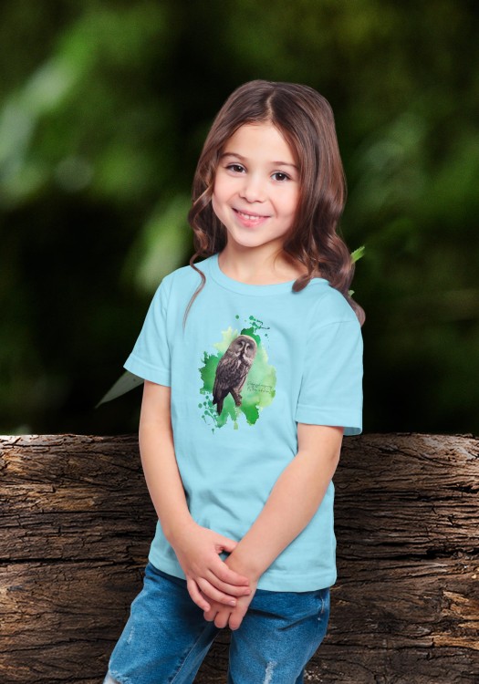 Puszczyk Mszarny - Strix nebulosa - Prezent dla ornitologa - Prezent dla przyrodnika - Koszulka dziecięca