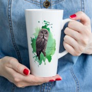 Puszczyk Mszarny - Strix nebulosa - Prezent dla ornitologa - Prezent dla przyrodnika - Kubek latte