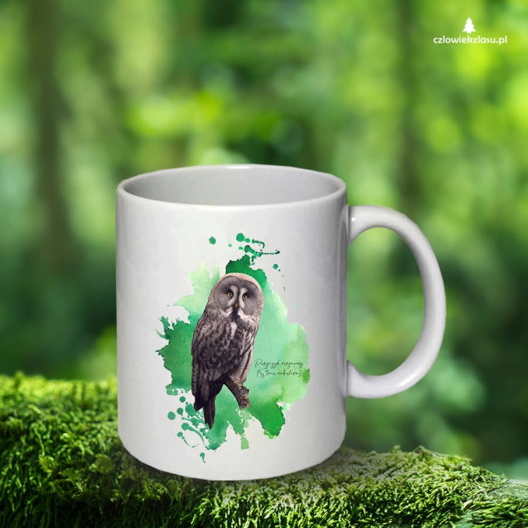 Puszczyk Mszarny - Strix nebulosa - Prezent dla ornitologa - Prezent dla przyrodnika - Kubek ceramiczny