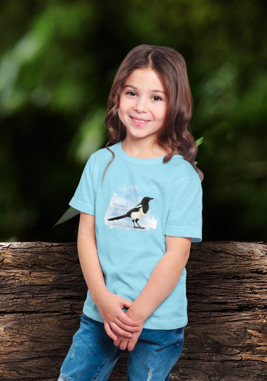 Sroka pospolita - Pica pica - Prezent dla ornitologa - Prezent dla przyrodnika - Sroka #2 - Koszulka dziecięca