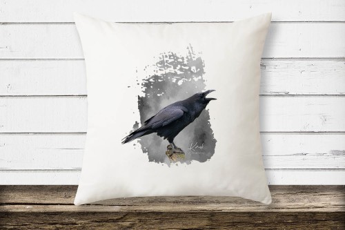 Kruk - Corvus corax - Prezent dla ornitologa - Prezent dla przyrodnika - Poduszka