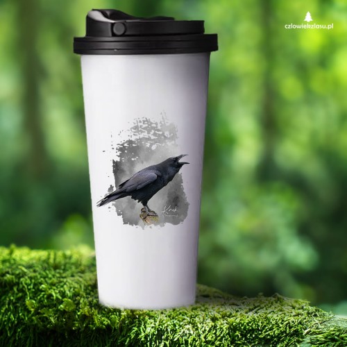 Kruk - Corvus corax - Prezent dla ornitologa - Prezent dla przyrodnika - Kubek termiczny