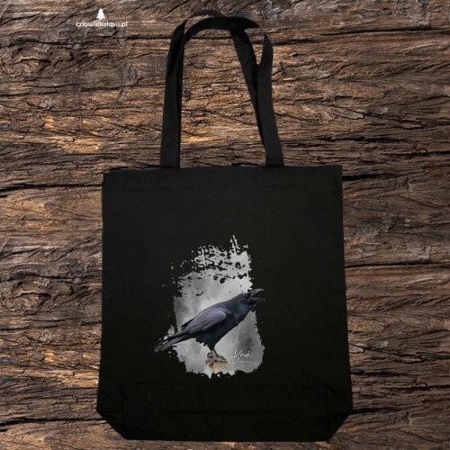 Kruk - Corvus corax - Prezent dla ornitologa - Prezent dla przyrodnika - Torba 2 ucha