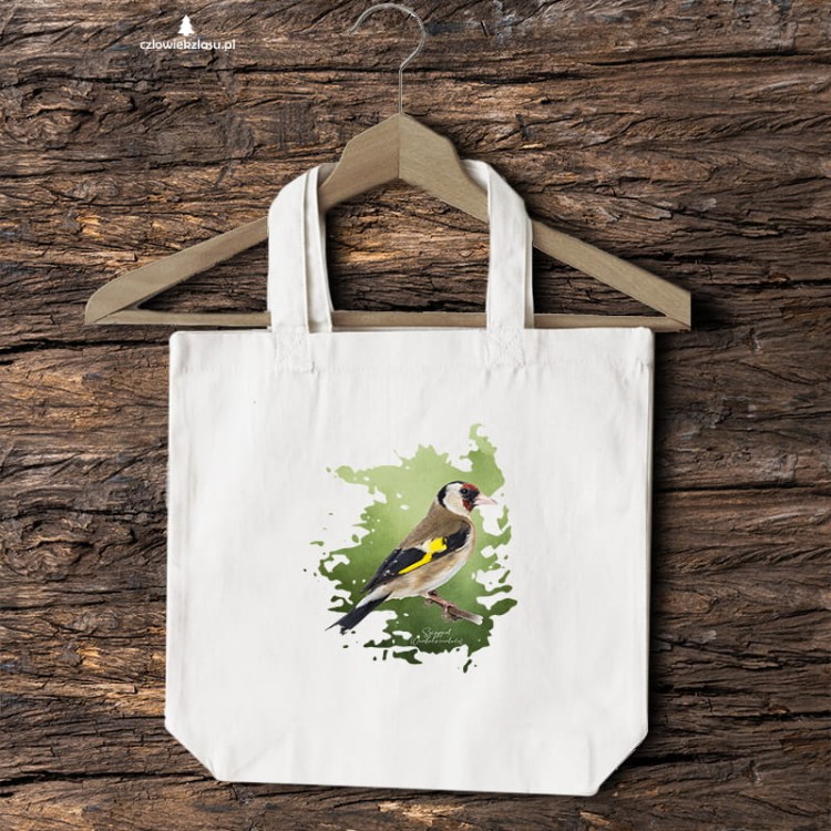 Szczygieł - Carduelis carduelis - Prezent dla ornitologa - Prezent dla przyrodnika - Torba 2 ucha