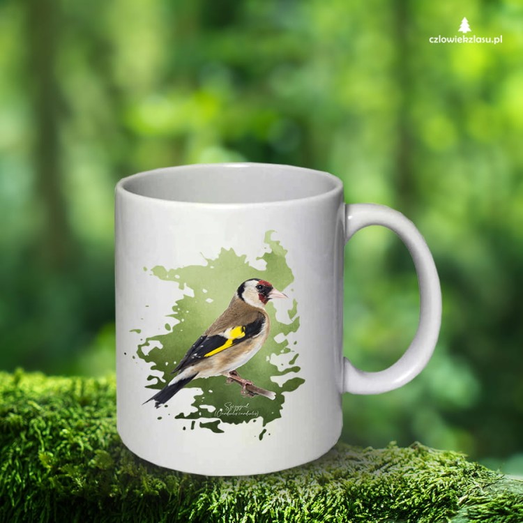 Szczygieł - Carduelis carduelis - Prezent dla ornitologa - Prezent dla przyrodnika - Kubek ceramiczny