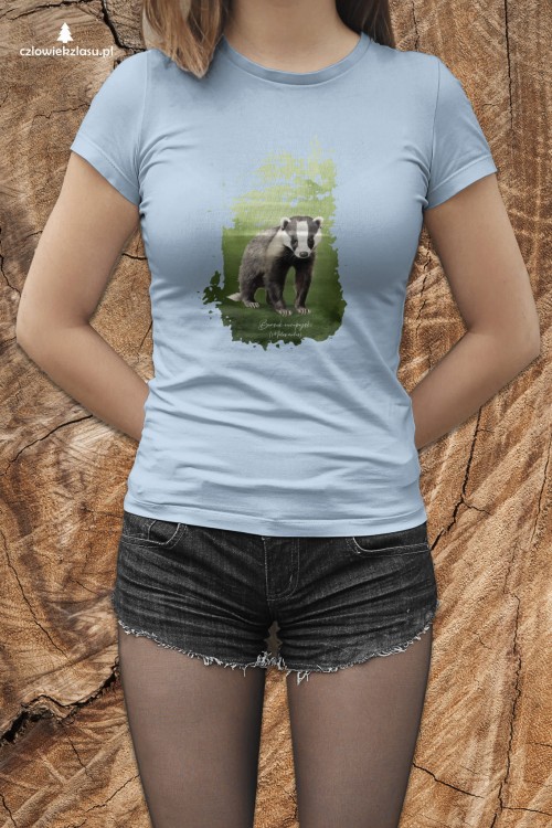 Borsuk europejski, Meles meles, Prezent dla przyrodnika, Koszulka z borsukiem, Koszulka, Borsuk, Prezent dla zoologa, Prezent dla miłośnika przyrody, Zwierzęta Polski, Człowiek z lasu