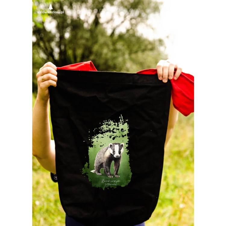 Borsuk europejski - Meles meles - Prezent dla przyrodnika - Torba z borsukiem - Torba na ramię