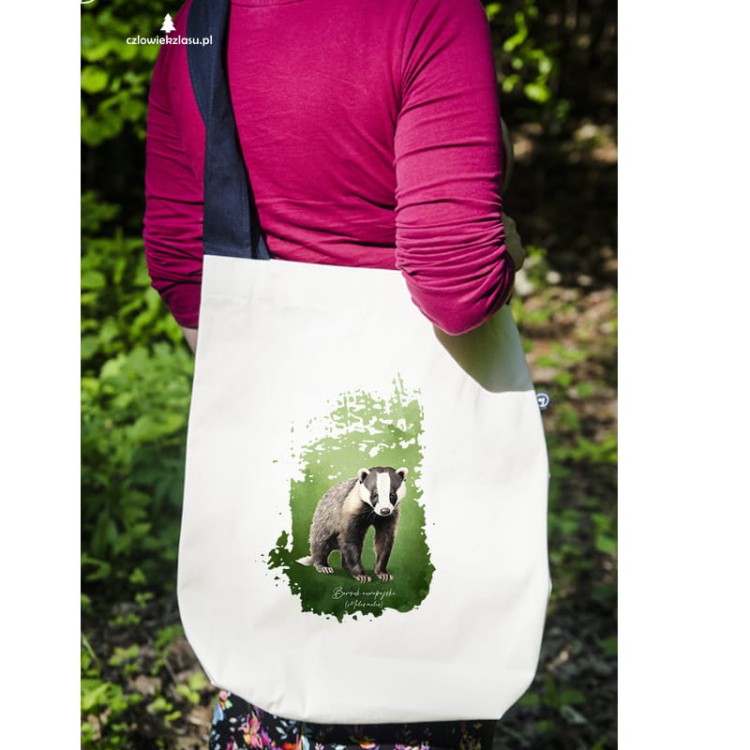 Borsuk europejski - Meles meles - Prezent dla przyrodnika - Torba z borsukiem - Torba na ramię