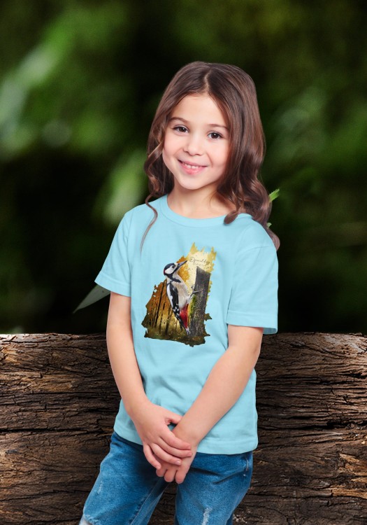 Dzięcioł duży - Dendrocopos major - Prezent dla ornitologa - Koszulka dziecięca