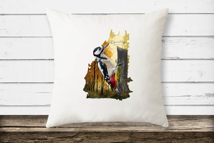 Dzięcioł duży - Dendrocopos major - Prezent dla ornitologa - Poduszka