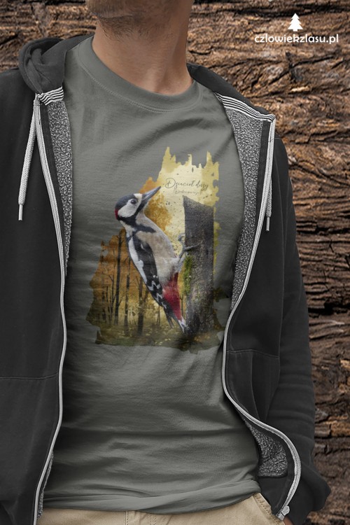 Dzięcioł duży - Dendrocopos major - Prezent dla ornitologa - Koszulka