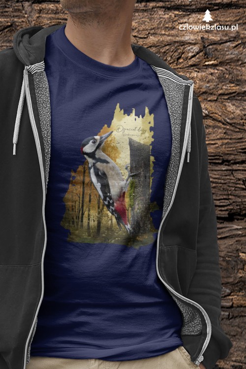 Dzięcioł duży - Dendrocopos major - Prezent dla ornitologa - Koszulka