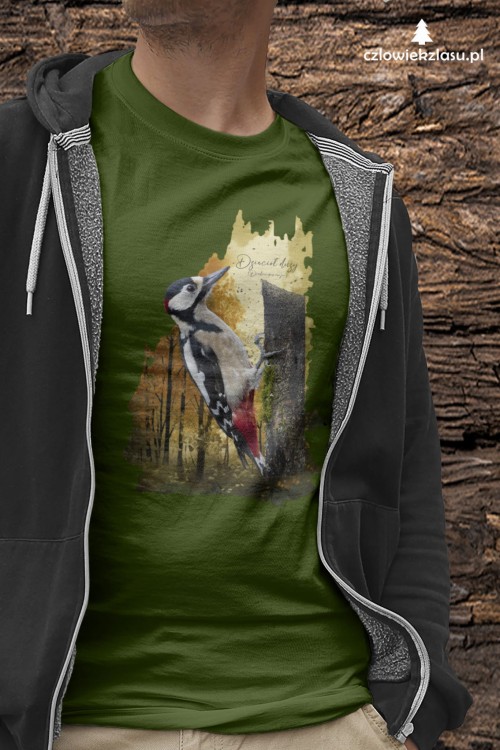 Dzięcioł duży - Dendrocopos major - Prezent dla ornitologa - Koszulka