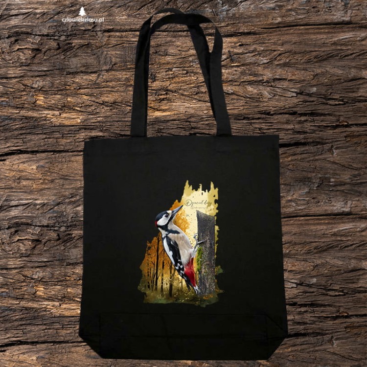 Dzięcioł duży - Dendrocopos major - Prezent dla ornitologa - Torba 2 ucha