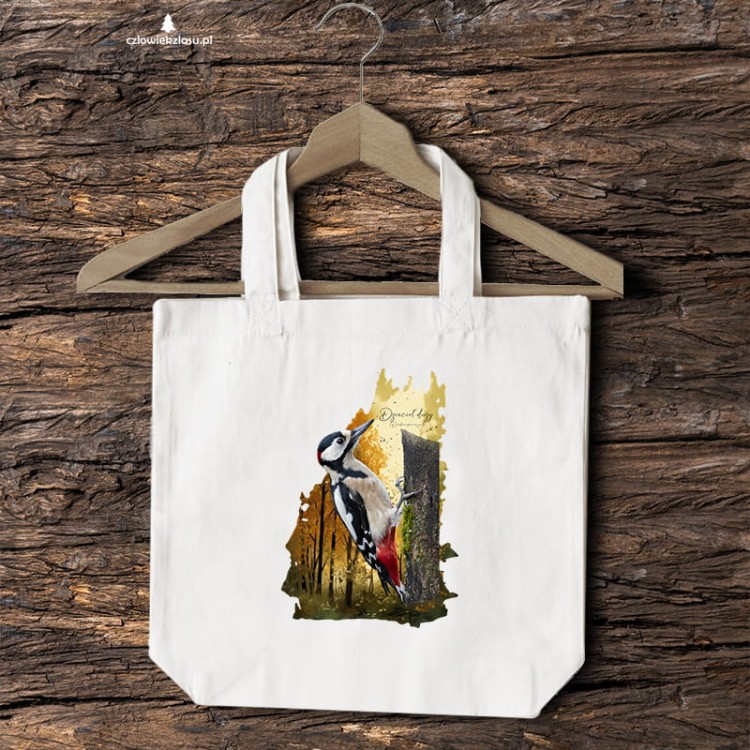 Dzięcioł duży - Dendrocopos major - Prezent dla ornitologa - Torba 2 ucha