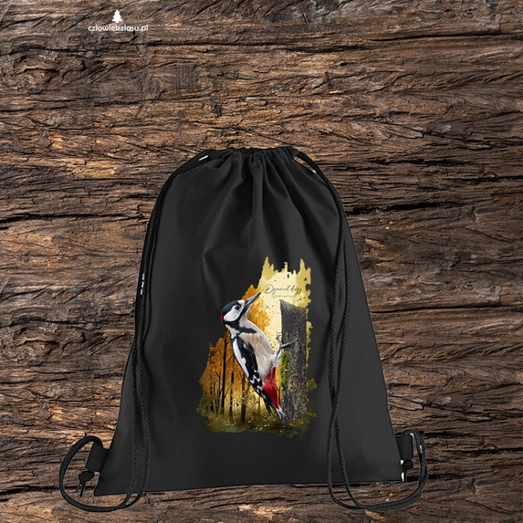 Dzięcioł duży - Dendrocopos major - Prezent dla ornitologa - Worek-Plecak