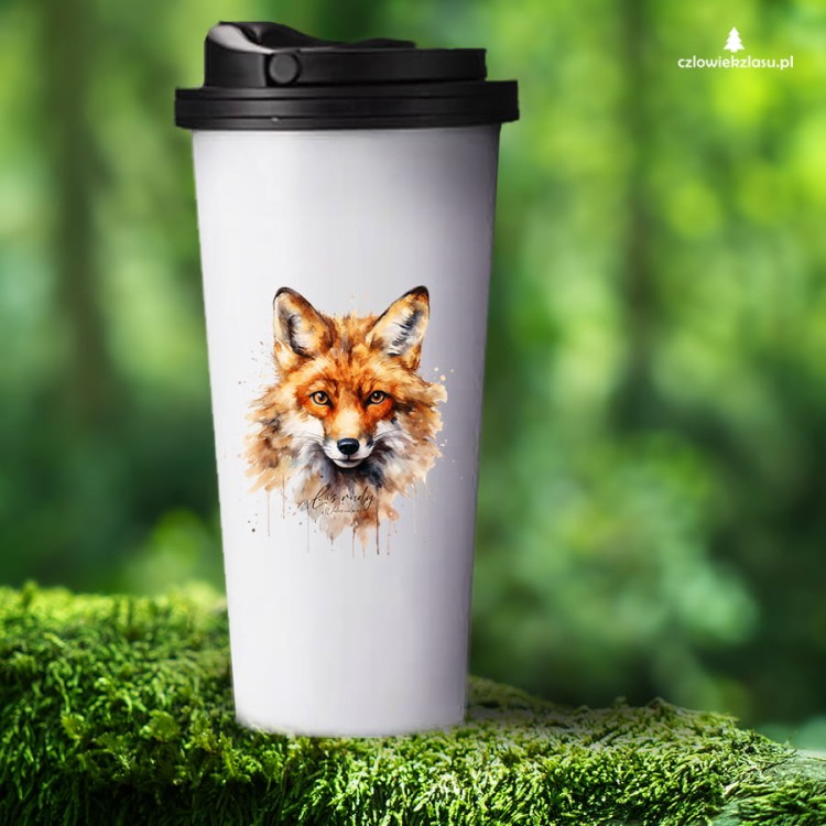 Głowa lisa - Lis rudy - Lis pospolity - Vulpes vulpes - Kubek termiczny