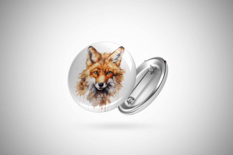 Głowa lisa - Lis rudy - Lis pospolity - Vulpes vulpes - Przypinka