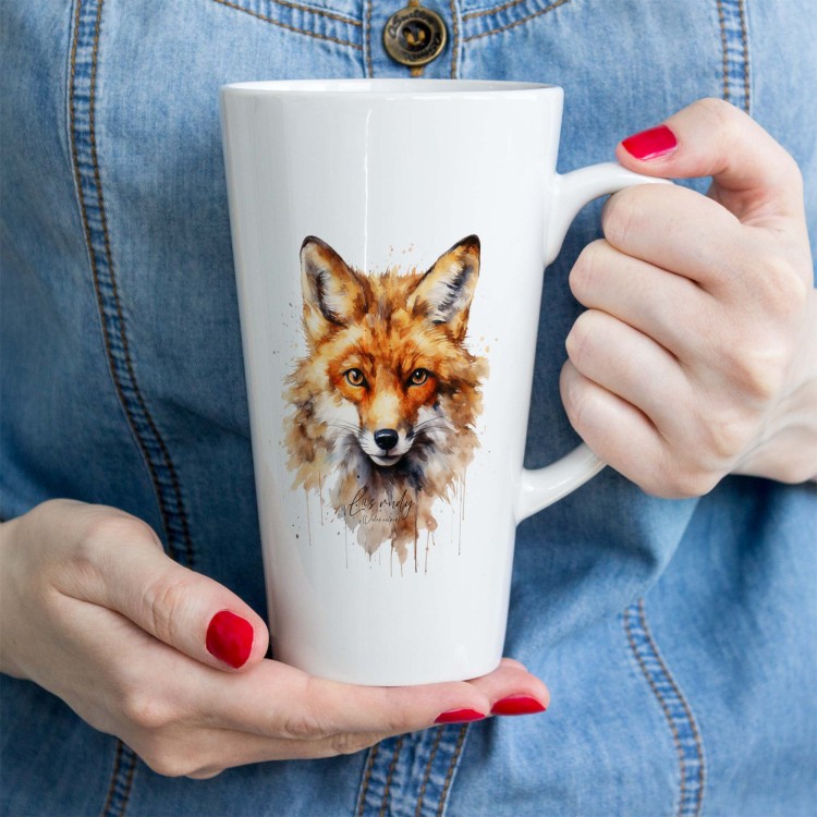 Głowa lisa - Lis rudy - Lis pospolity - Vulpes vulpes - Kubek latte