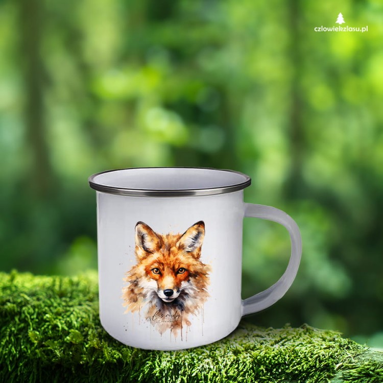 Głowa lisa - Lis rudy - Lis pospolity - Vulpes vulpes - Kubek emaliowany