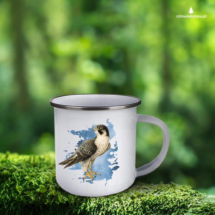 Sokół wędrowny - Falco peregrinus - Prezent dla ornitologa - Prezent dla sokolnika - Kubek emaliowany