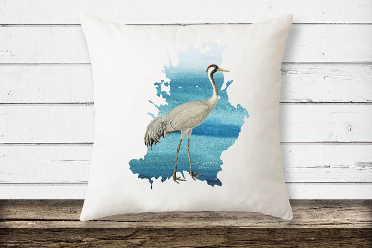 Żuraw zwyczajny - Żuraw - Grus grus - prezent dla ornitologa - Prezent dla przyrodnika - Poduszka