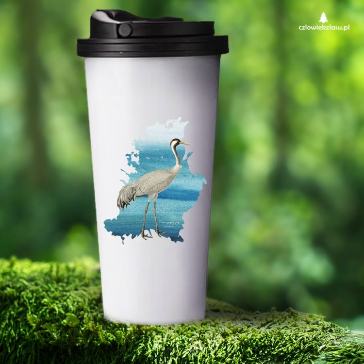 Żuraw zwyczajny - Żuraw - Grus grus - prezent dla ornitologa - Prezent dla przyrodnika - Kubek termiczny