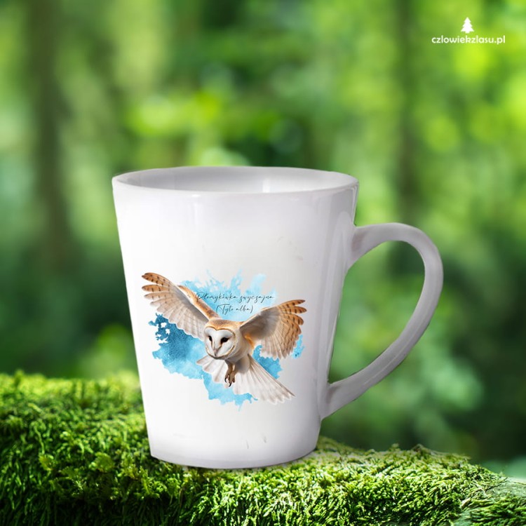 Płomykówka zwyczajna - Tyto alba - Sowa - Sowy Polski - Prezent dla ornitologa - Prezent dla przyrodnika - Kubek z sową - Kubek latte