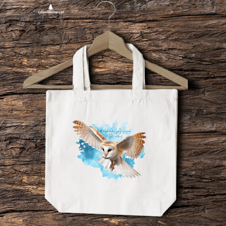 Płomykówka zwyczajna - Tyto alba - Sowa - Prezent dla ornitologa - Torba 2 ucha