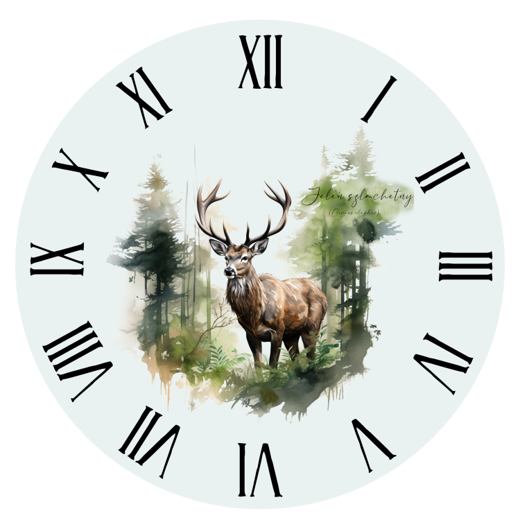 Jeleń szlachetny - Jeleń europejski - Cervus elaphus - Prezent dla przyrodnika - Prezent dla zoologa - Jeleń - Zegar z jeleniem - Zegar - Człowiek z lasu