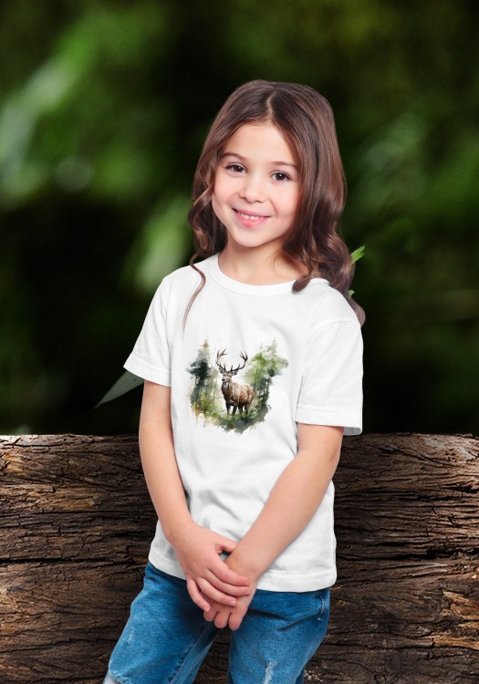 Jeleń szlachetny - Jeleń europejski - Cervus elaphus - Jeleń - Prezent dla zoologa - Prezent dla przyrodnika - Koszulka dziecięca - Koszulka z jeleniem