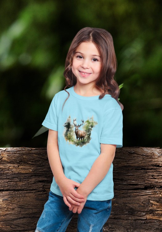Jeleń szlachetny - Jeleń europejski - Cervus elaphus - Jeleń - Prezent dla zoologa - Prezent dla przyrodnika - Koszulka dziecięca - Koszulka z jeleniem