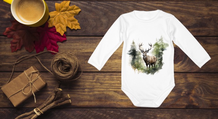 Jeleń szlachetny - Jeleń europejski - Jeleń - Cervus elaphus - Prezent dla przyrodnika - Body - Bodziak - Body z jeleniem - Prezent dla leśnika - Prezent dla leśniczego - Prezent dla zoologa