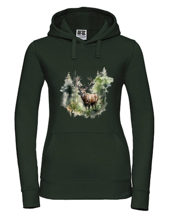 Jeleń szlachetny - Jeleń europejski - Jeleń - Bluza z jeleniem - Cervus elaphus - Prezent dla przyrodnika - Prezent dla zoologa - Prezent dla leśnika - Bluza dla leśniczego - Bluza dla myśliwego - Bluza - Człowiek z lasu