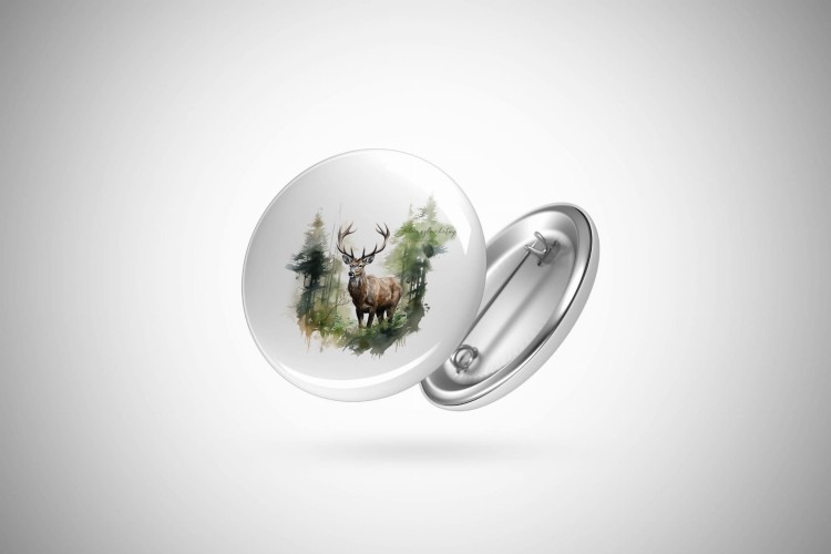 Jeleń szlachetny - Jeleń europejski - Cervus elaphus - Prezent dla przyrodnika - Przypinka