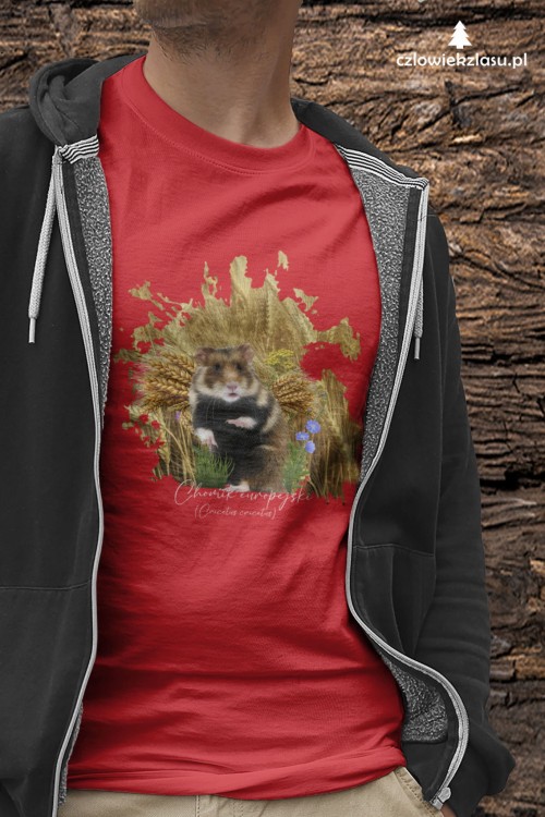 Chomik europejski - Cricetus cricetus - Pies ziemny - Prezent dla przyrodnika - Koszulka z chomikiem - koszulka z chomikiem europejskim - Człowiek z lasu - Gatunek parasolowy