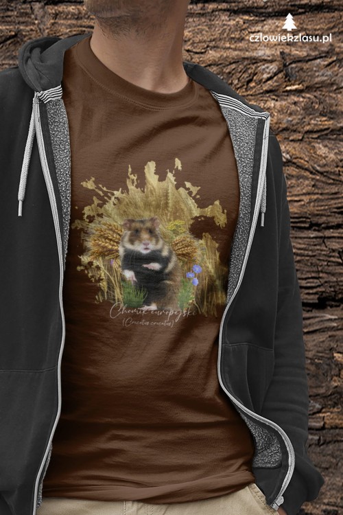 Chomik europejski - Cricetus cricetus - Pies ziemny - Prezent dla przyrodnika - Koszulka z chomikiem - koszulka z chomikiem europejskim - Człowiek z lasu - Gatunek parasolowy