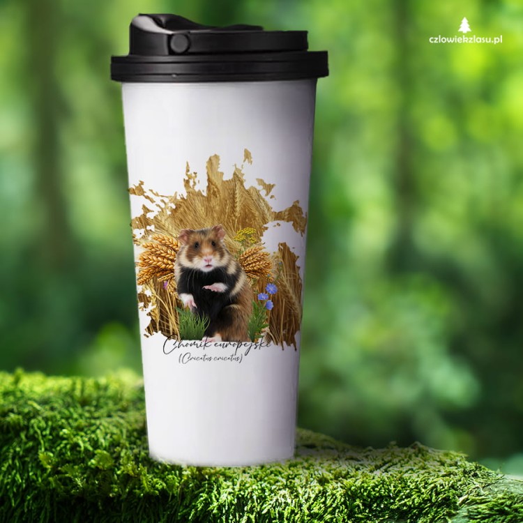 Chomik europejski - Cricetus cricetus - Pies ziemny - Prezent dla przyrodnika - Kubek termiczny