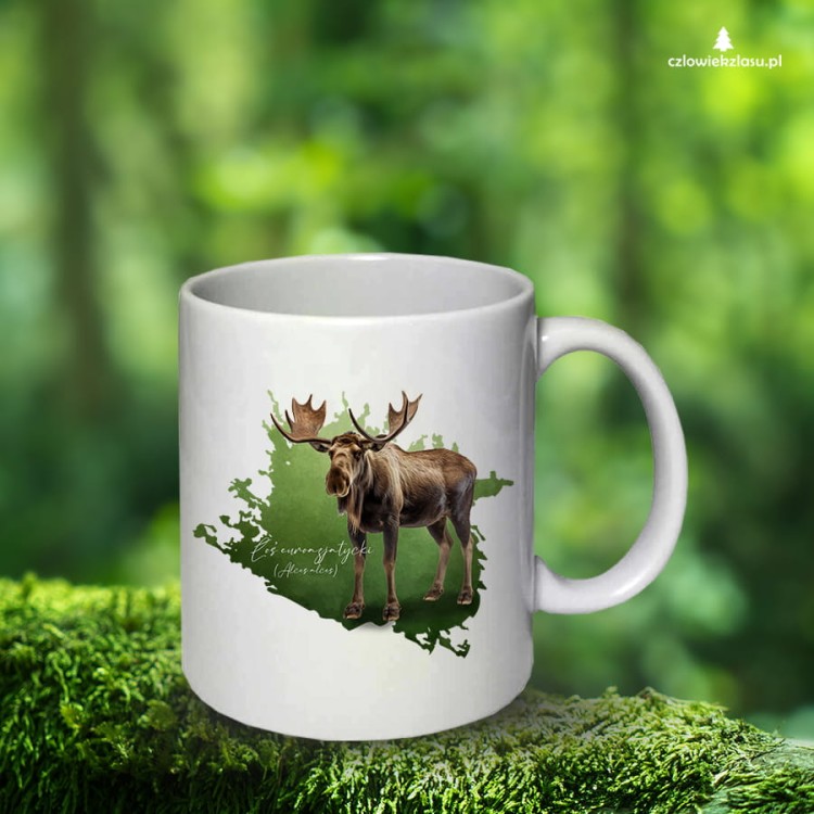 Łoś euroazjatycki - Alces alces - Łoś - Prezent dla przyrodnika - Kubek ceramiczny z łosiem - Kubek z łosiem - Polskie ssaki - Człowiek z lasu