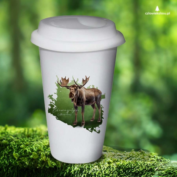 Łoś euroazjatycki - Alces alces - Łoś - Prezent dla przyrodnika - Tumbler - Kubek termiczny z łosiem - Człowiek z lasu