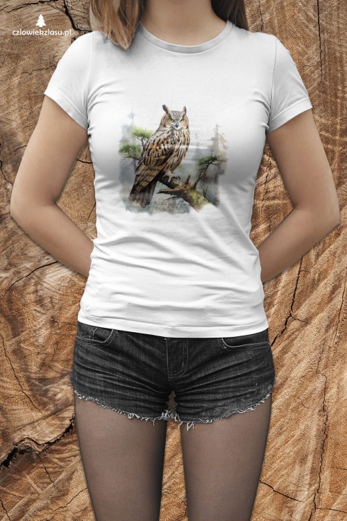 Uszatka - Asio otus - Prezent dla ornitologa - Prezent dla przyrodnika - Koszulka z uszatką - Człowiek z lasu