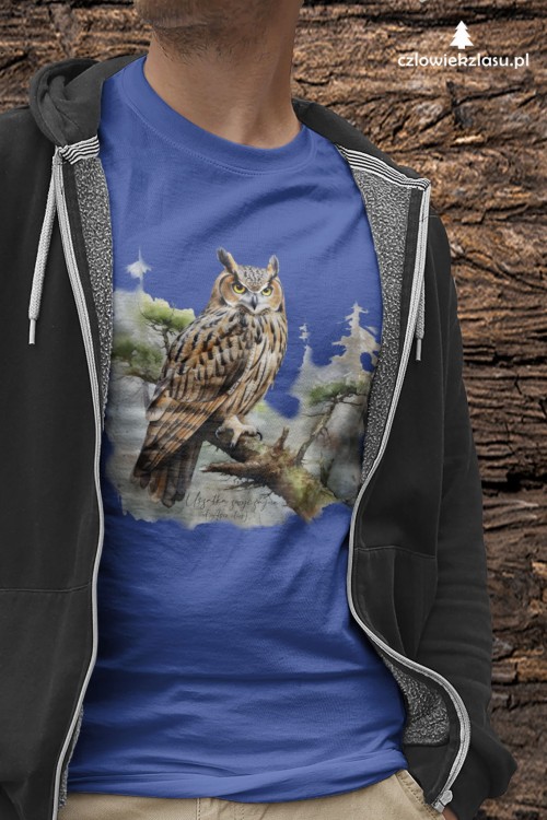 Uszatka - Asio otus - Prezent dla ornitologa - Prezent dla przyrodnika - Koszulka z uszatką - Człowiek z lasu