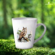 Uszatka - Asio otus - Prezent dla ornitologa - Prezent dla przyrodnika - Kubek latte - Kubek z sową - Kubek z uszatką - Człowiek z lasu