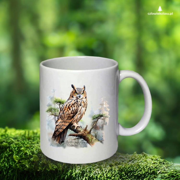 Uszatka - Asio otus - Prezent dla ornitologa - Prezent dla przyrodnika - Kubek z sową - Kubek z uszatką - Sowa uszatka - Sowy Polski - Człowiek z lasu
