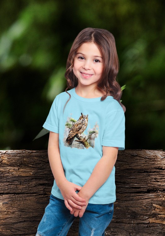 Uszatka - Asio otus - Prezent dla ornitologa - Prezent dla przyrodnika - Koszulka dziecięca