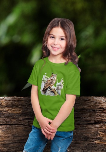Uszatka - Asio otus - Prezent dla ornitologa - Prezent dla przyrodnika - Koszulka dziecięca
