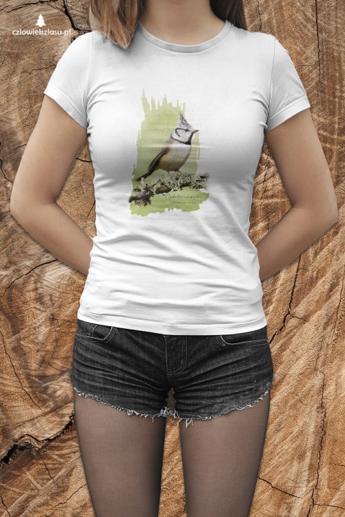 Czubatka europejska - Lophophanes cristatus - Sikorka - Sikorka czubatka - Prezent dla ornitologa - Koszulka