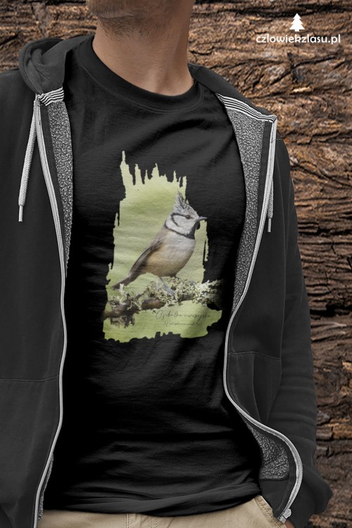 Czubatka europejska - Lophophanes cristatus - Sikorka - Sikorka czubatka - Prezent dla ornitologa - Koszulka